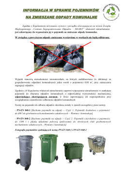 Informacja w sprawie pojemników na zmieszane odpady
