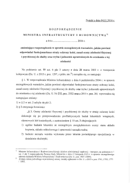 Projekt rozporządzenia Ministra Infrastruktury i Rozwoju zmieniający
