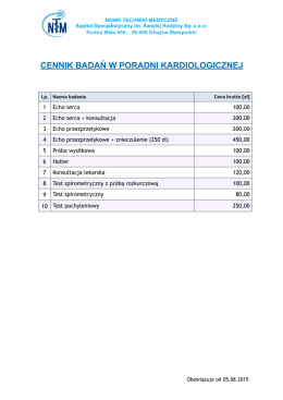 Cennik badań kardiologicznych - Szpital Specjalistyczny im. Św
