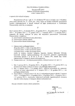 w sprawie dni wolnych od pracy - BIP PW