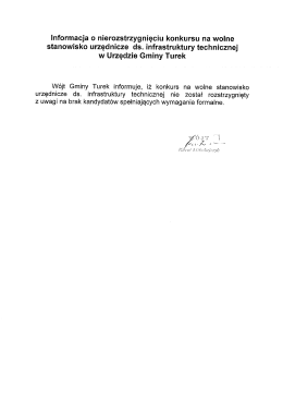Informacja o nierozstrzygnięciu konkursu na wolne stanowisko