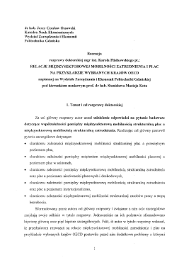 Recenzja dr hab. Jerzy Ossowski - Wydział Zarządzania i Ekonomii