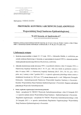 PROTOKÓŁ KONTROLI ARCHIWUM ZAKŁADOWEGO