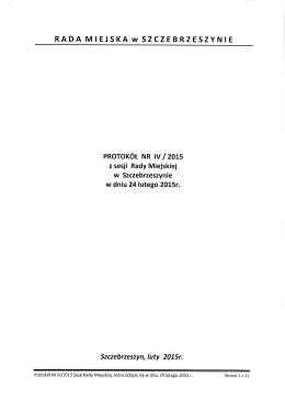 Treść protokołu nr IV/2015 - Urząd Miejski w Szczebrzeszynie