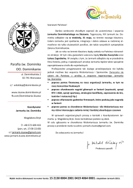 List intencyjny - Jarmark św. Dominika 2015