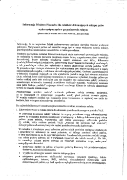 ` informacja Ministra Finansów `dla rolników dokonujących zakupu