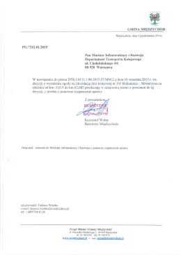 pismo do Ministra Infrastruktury i Rozwoju