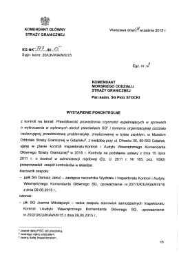 Wystąpienie pokontrolne z kontroli planowej w Morskim OSG