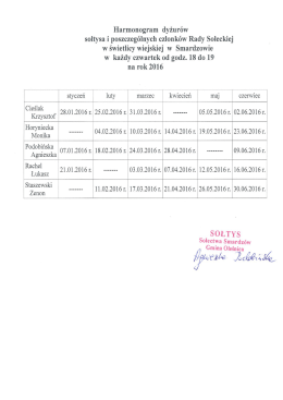 Harmonogram dyżurów Sołtysa i Rady Sołeckiej