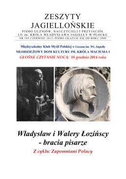 ZESZYTY JAGIELLOŃSKIE Władysław i Walery Łozińscy