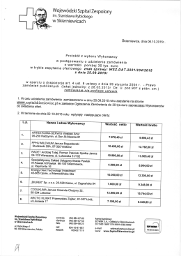 protokół z wyboru oferty - Wojewódzki Szpital Zespolony w