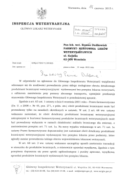 Stanowisko Głównego Inspektoratu Weterynarii w sprawie
