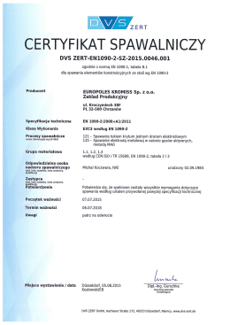 Certyfikat EN 1090-2