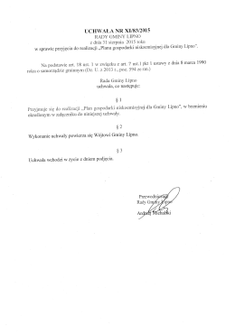 Uchwała Rady Gminy Lipno w sprawie przyjęcia do