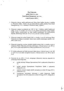 Plan Połączenia spółek Netia S.A. oraz Netia Brand Management sp