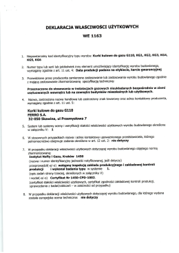DEKLARACJA WŁAŚCIWOŚCI UŻYTKOWYCH WE 1163