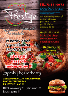 Kliknij aby zobaczyć menu - Pizzeria „Prestige” – Lubin