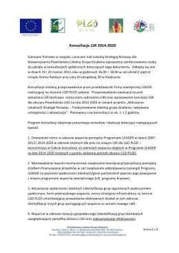 Konsultacje LSR 2014-2020