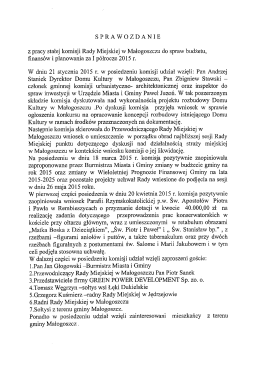 SPRAWOZDANIE z pracy stałej komisji Rady Miejskiej w
