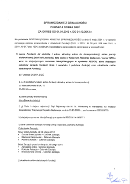 Sprawozdanie z działalności Fundacji dobra sieć