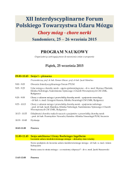 XII Interdyscyplinarne Forum Polskiego Towarzystwa Udaru Mózgu