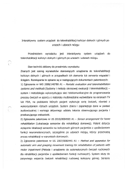 Interaktywny system urządzeń do telerehabilitacji kończyn dolnych i