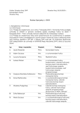 Rozkaz Specjalny Komendanta Hufca Strzelce Kraj. ZHP L03/15 z