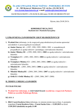 Komunikat WG i WD nr 26-2015 - Śląski Związek Piłki Nożnej