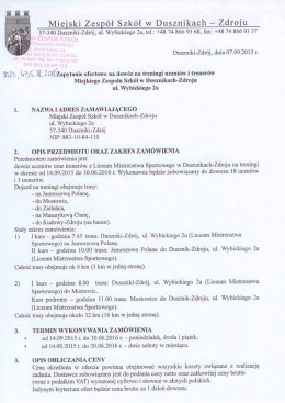 Treść zapytania ofertowego - Miejski Zespół Szkół w Dusznikach