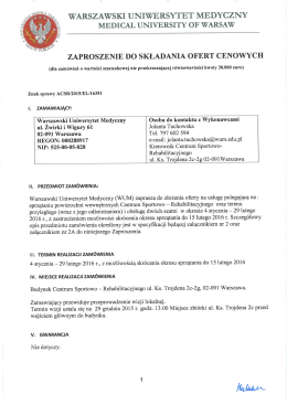 Zaproszenie - Biuro Eksploatacji - Warszawski Uniwersytet Medyczny