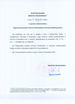 Statut Regionalnej Dyrekcji Ochrony Środowiska w Gorzowie