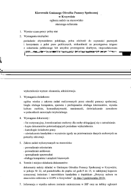 Kierownik Gminnego Ośrodka Pomocy Społecznej w Krzywdzie