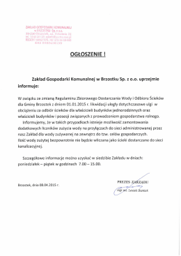 Ogłoszenie Prezesa Zakładu Gospodarki Komunalnej w Brzostku
