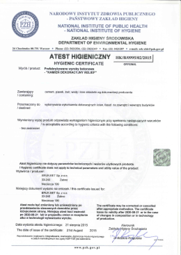 PDF Atest Higieniczny PZH - Kamień dekoracyjny Relief - Bruk-Bet