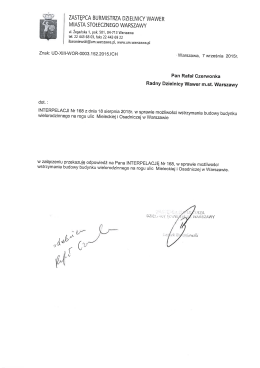 dpowiedź na interpelację nr 64(69)/2015 z dnia 7