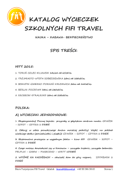 KATALOG WYCIECZEK SZKOLNYCH FIFI TRAVEL