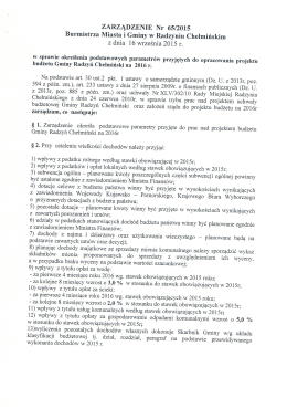 w sprawie określenia podstawowych parametr&oacute;w przyjętych do