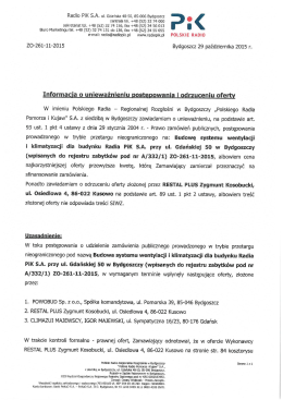 Informacja o unieważnieniu postępowania i