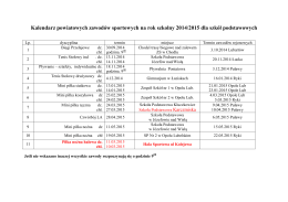 Kalendarz powiatowych zawodów sportowych na rok szkolny 2014