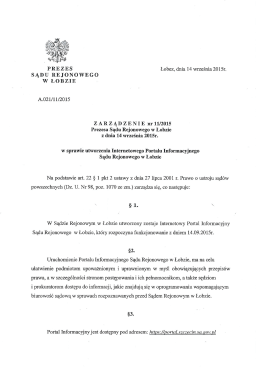 PREZES Łobez, dnia 14 września 2015r. SĄDU REJONOWEGO W