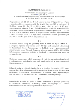 ZARZĄDZENIE Nr 32 I 20 1 5 Prezesa Sądu Apelacyjnego W Lublinie