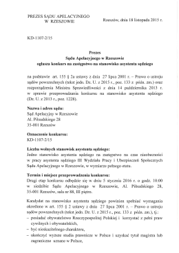 PREZES SĄDU APELACYJNEGO , _ _ W RZESZOWIE Rzeszow