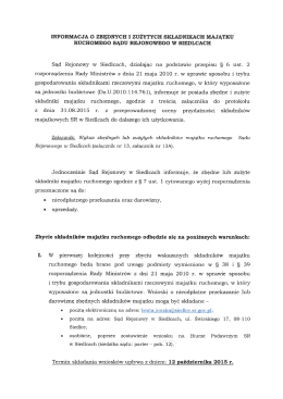 informacja o zbędnych i zużytych składnikach majątku ruchomego