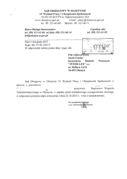Wyrok Sądu Okręgowego w Olsztynie z dnia 23 października 2015 r.
