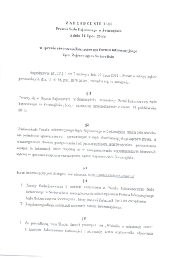 Zarządzenie Prezesa Sądu Rejonowego w Świnoujściu w sprawie