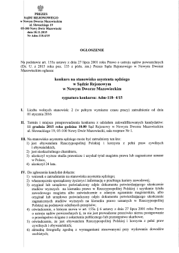 Ogłoszenie Nr Adm-118-4/15 - Sąd Rejonowy w Nowym Dworze