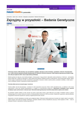 ŠZajrzyjmy w przyszłość - Badania Genetyczne