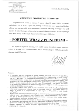 portfel wraz z pieniędzmi z dnia 09.10.2015 r.