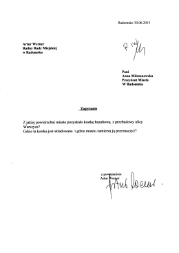 Zapytanie zgłoszone podczas XIII Sesji w dniu 30.06