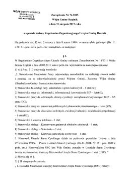 Zarządzenie Nr 74.2015 Wójta Gminy Rząśnik z dnia 31 sierpnia